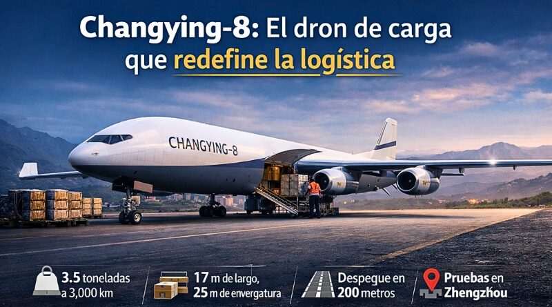 China prueba el Changying-8, un dron autónomo capaz de transportar 3.5 toneladas a más de 3,000 km sin piloto ni aeropuertos tradicionales