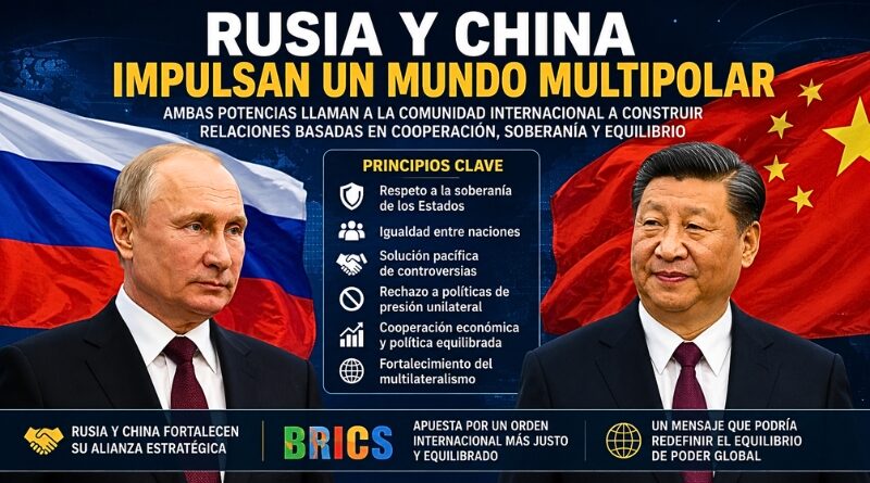 Moscú y Beijing llaman a la comunidad internacional a construir relaciones basadas en cooperación, soberanía y equilibrio frente al orden unipolar