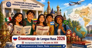 Universidad rusa convoca a jóvenes de América Latina a competir en una olimpiada gratuita de lengua rusa con final presencial en Glazov.