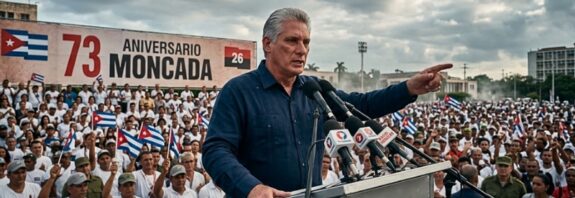En el 73 aniversario del asalto al Cuartel Moncada, el mandatario cubano acusa a Washington de aplicar una política de "máxima asfixia" que afecta la salud y la economía.