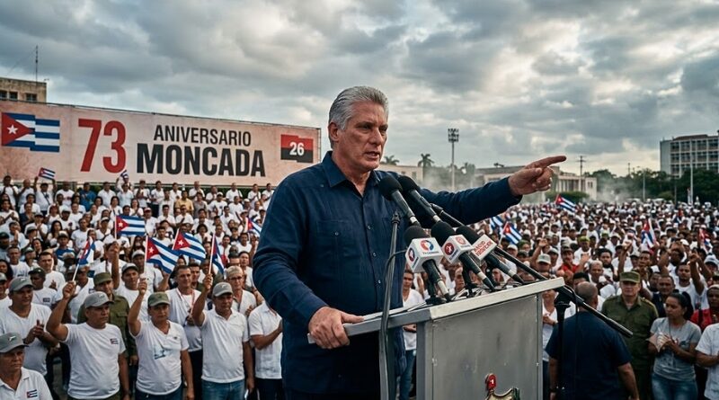 En el 73 aniversario del asalto al Cuartel Moncada, el mandatario cubano acusa a Washington de aplicar una política de "máxima asfixia" que afecta la salud y la economía.