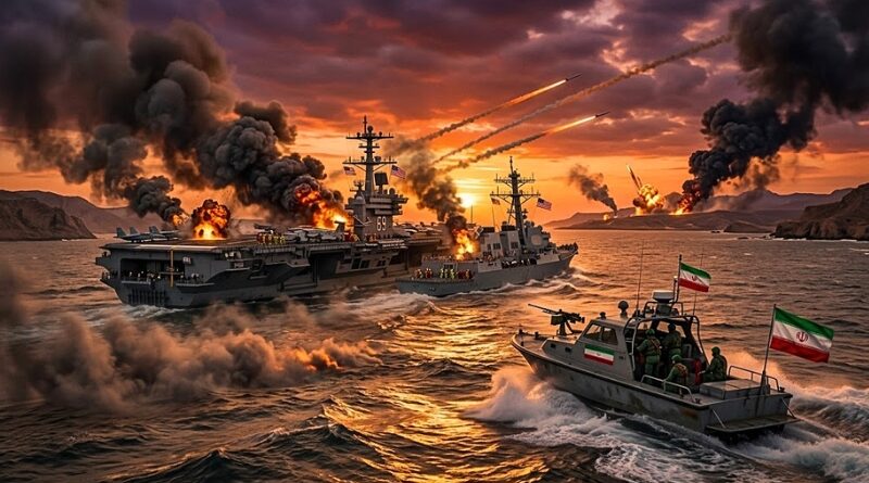 La Guardia Revolucionaria lanza misiles contra un portaaviones y un destructor estadounidenses; Washington responde destruyendo tres petroleros iraníes en una escalada crítica.