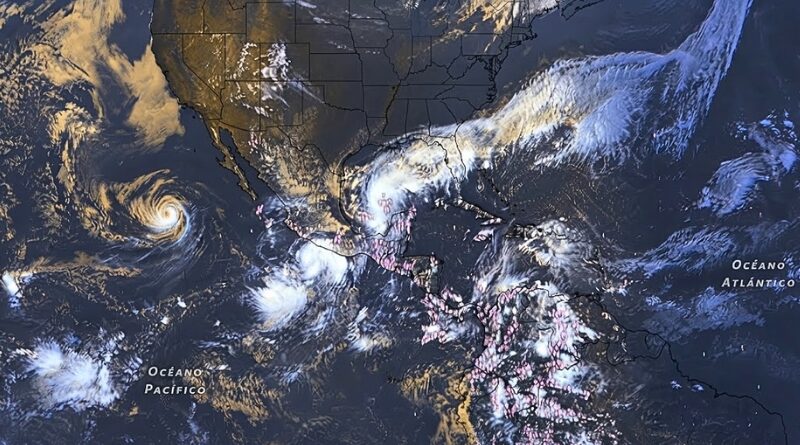Sistemas tropicales, humedad y frentes atmosféricos interactúan sobre México, Centroamérica y Estados Unidos, elevando el potencial de lluvias.