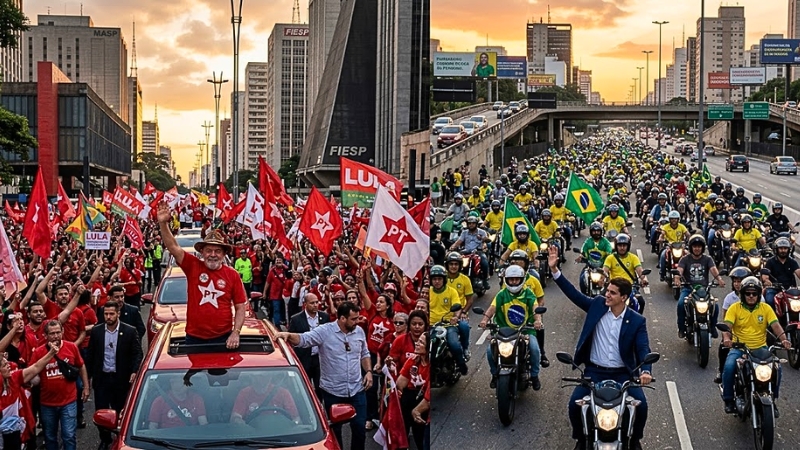 Con más de 150 millones de votantes convocados y un escenario polarizado, el izquierdista Lula da Silva y el ultraderechista Flávio Bolsonaro cerraron sus campañas en São Paulo con demostraciones de fuerza callejera.